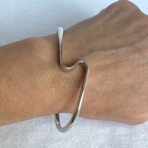 Sterling Silver 925 ATI Mexico Wave Twisted Stacking Cuff Bracelet Sz 7.25"
